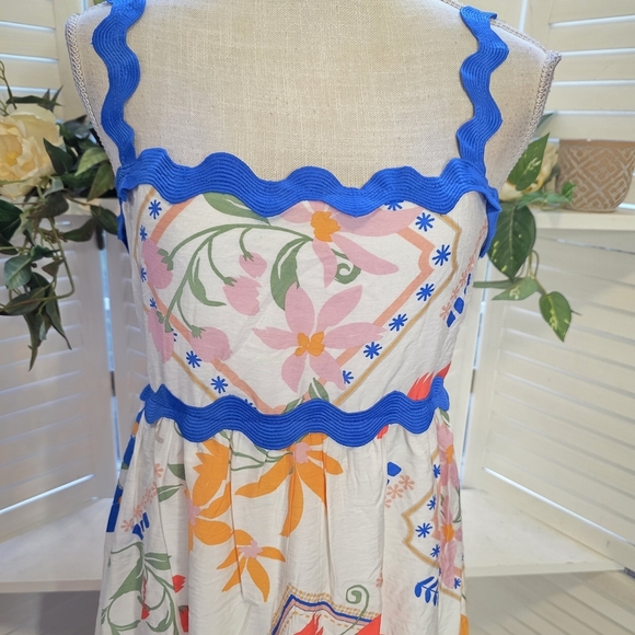 Blu Pepper Floral Maxi Dress with Blue and Orange 1336 - Picture 3 of 8